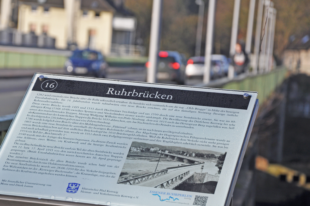 Infotafel an der Ruhrbrücke in Kettwig