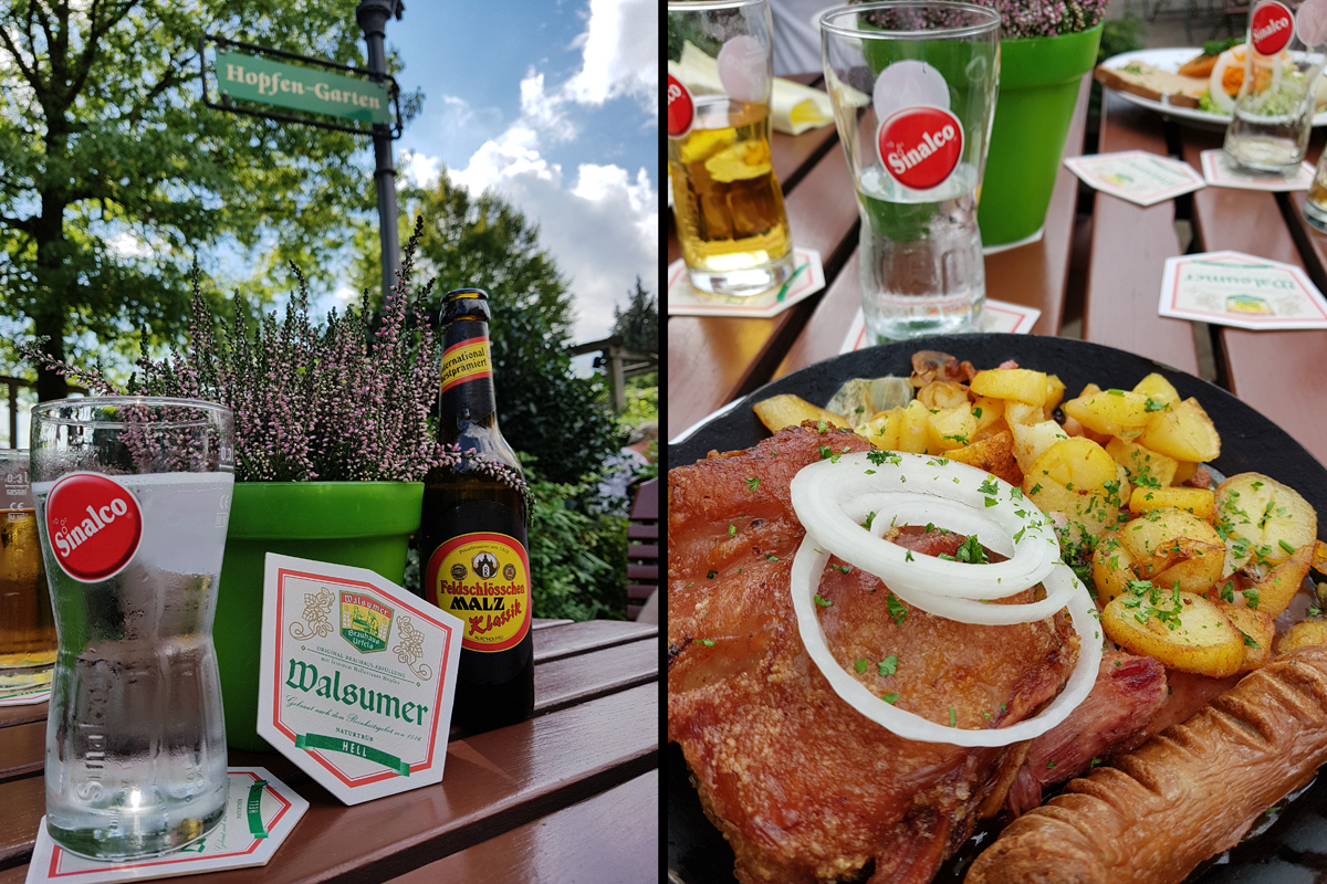 Das Foto zeigt Speisen und Getränke im Brauhaus Urfels in Duisburg