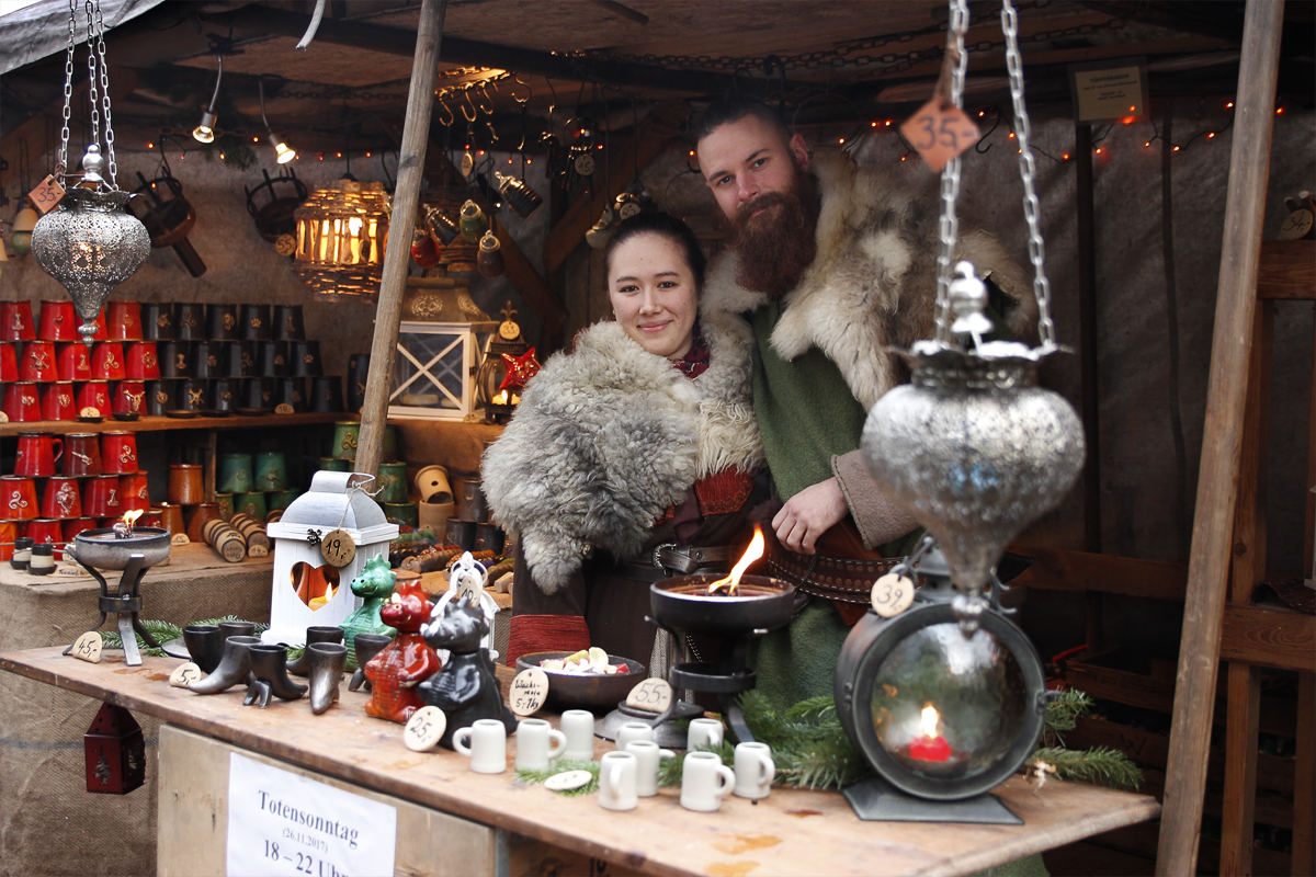 Das Foto zeigt den Töpferbaron auf dem Weihnachtsmarkt Essen