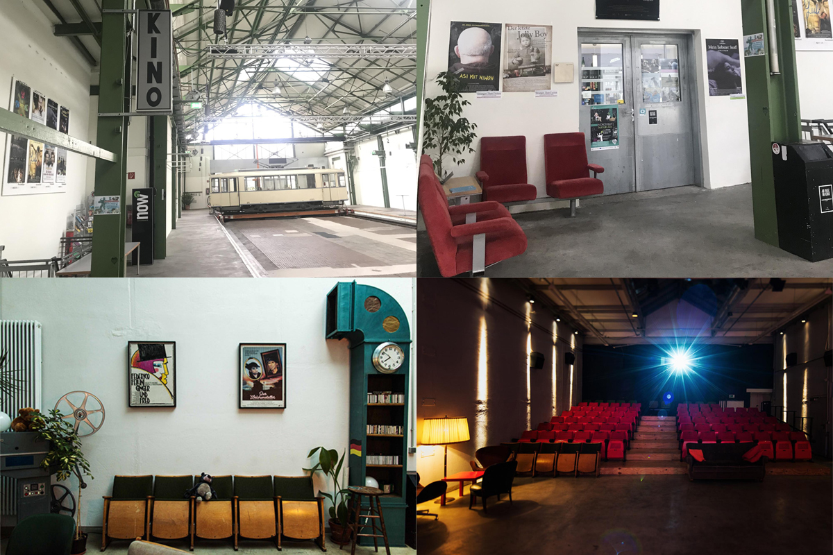 Das Bild zeigt eine Collage mit Bildern der verschiedenen Räume im Kino im Depot
