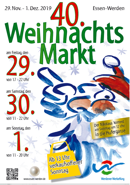 Das Foto zeigt das Plaket des Weihnachtsmarktes in Essen-Werden