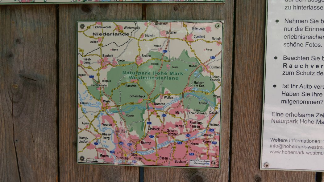Dsa Bild zeigt eine Karte vom Naturpark Hohe Mark