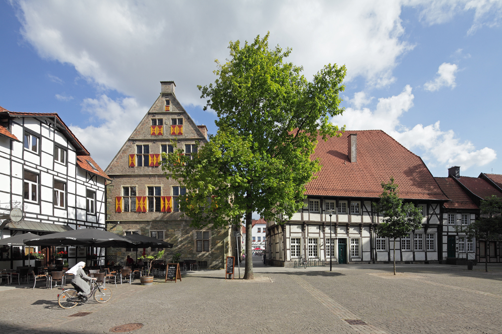Das Foto zeigt den Marktplatz der historischen Altstadt von Werne