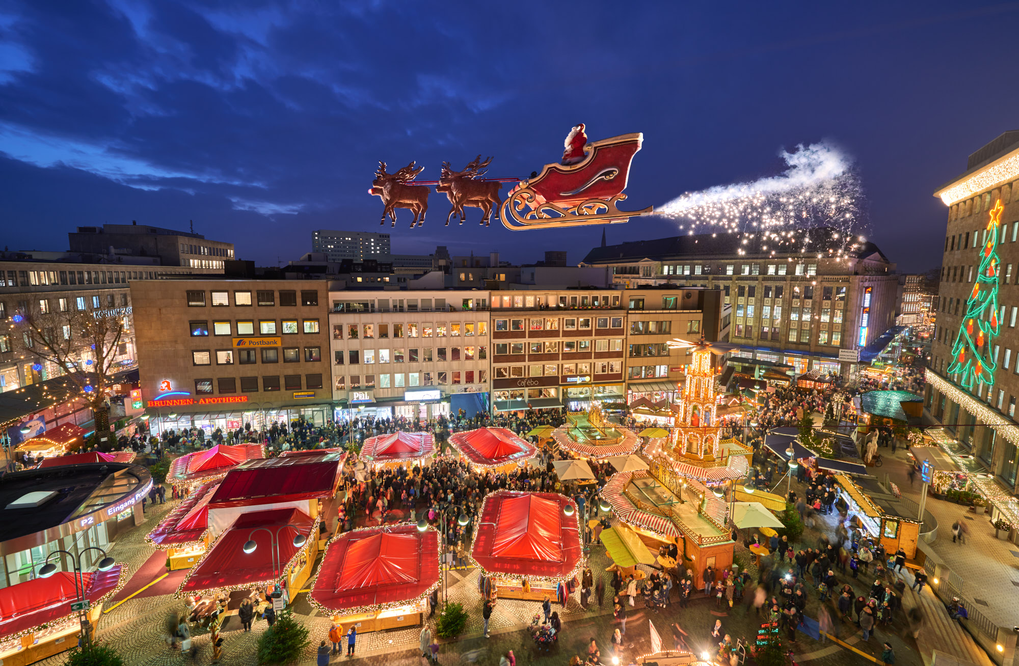 Das Bild zeigt den Weihnachtsmarkt in Bochum