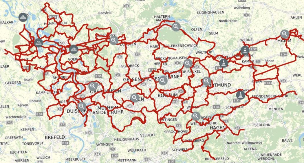 Das Foto zeigt eine Karte des Knotenpunktsystems in Wesel