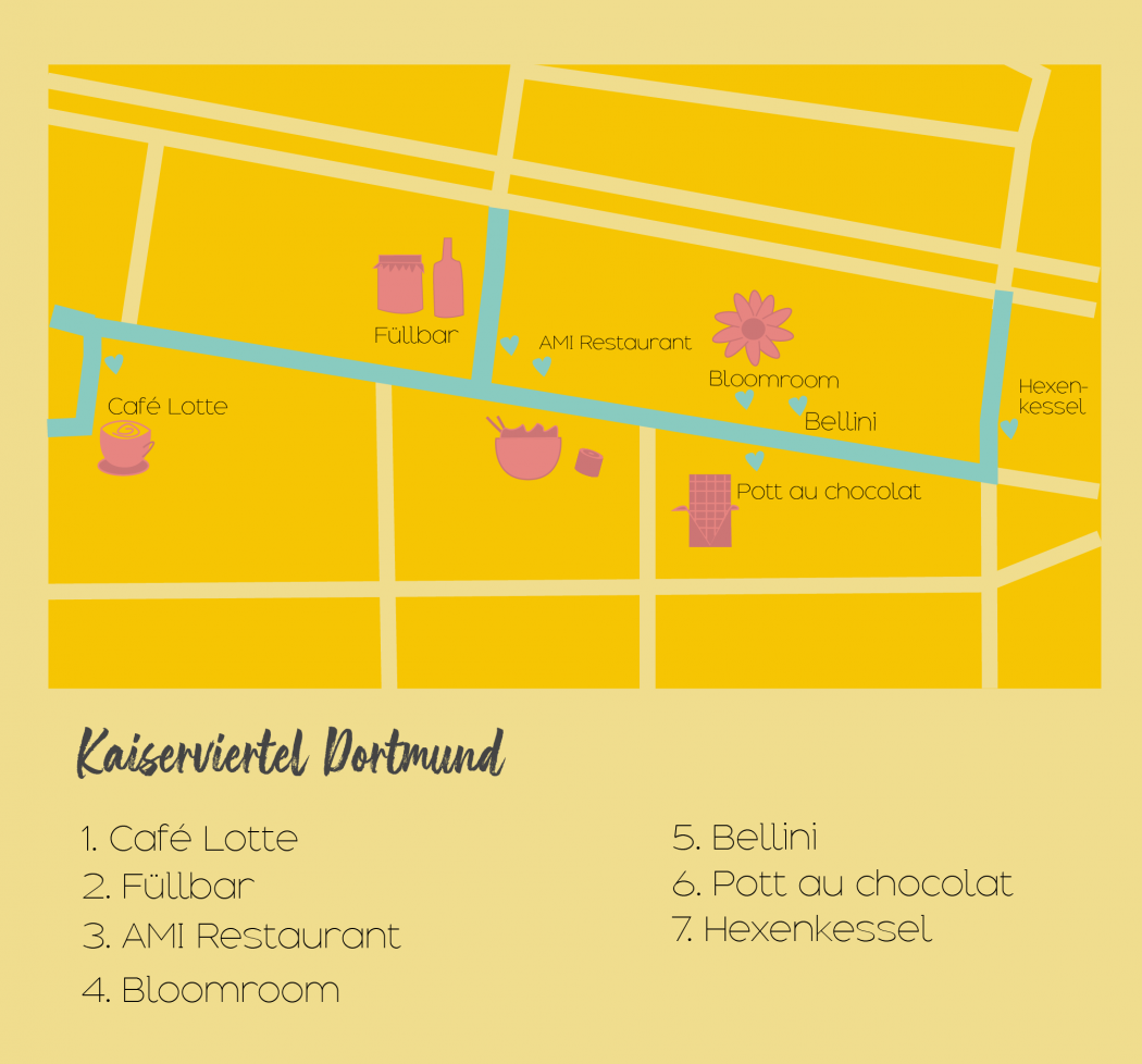 Das Foto zeigt eine illustrierte Karte des Kaiserviertels in Dortmund