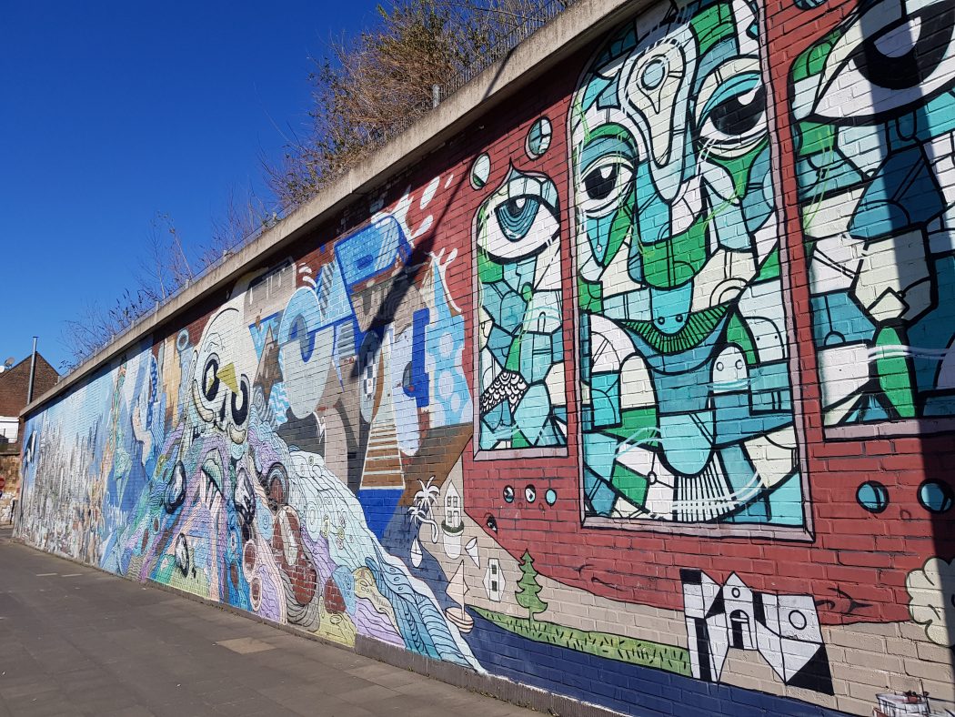 Das Foto zeigt eine Graffitti Wand in Essen