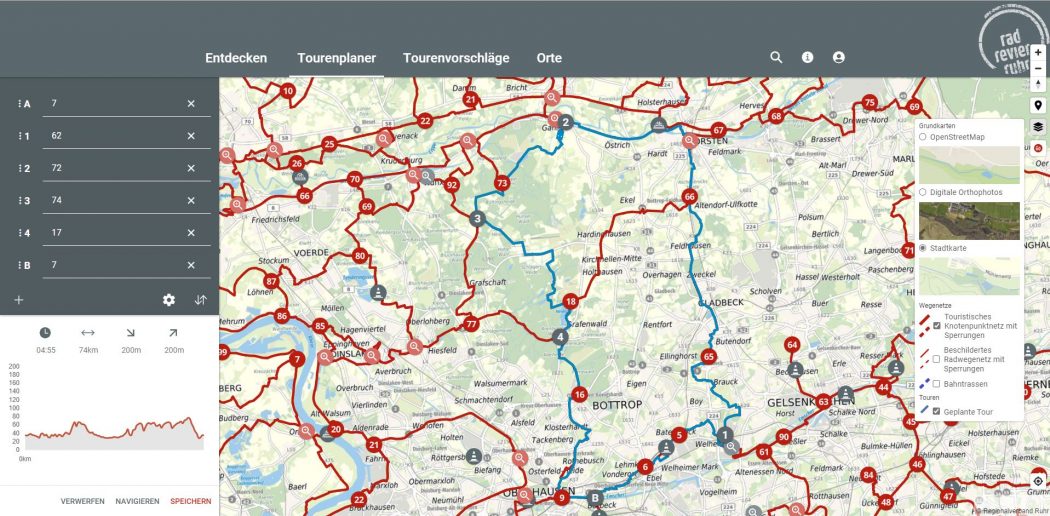 Im radtourenplaner.ruhr schnell zusammengeklickt