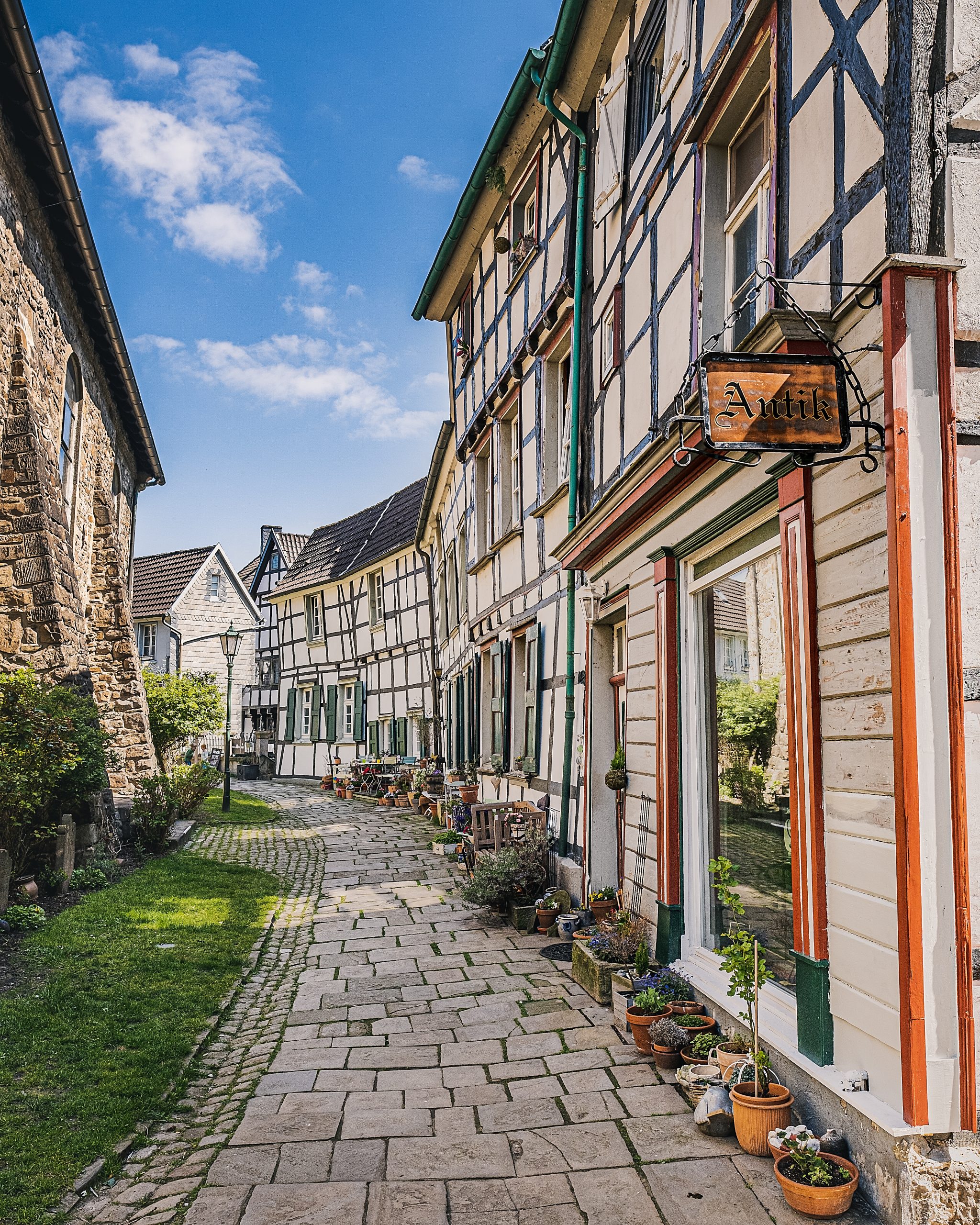 Das Foto zeigt Fachwerkhäuser in den Altstadt von Hattingen