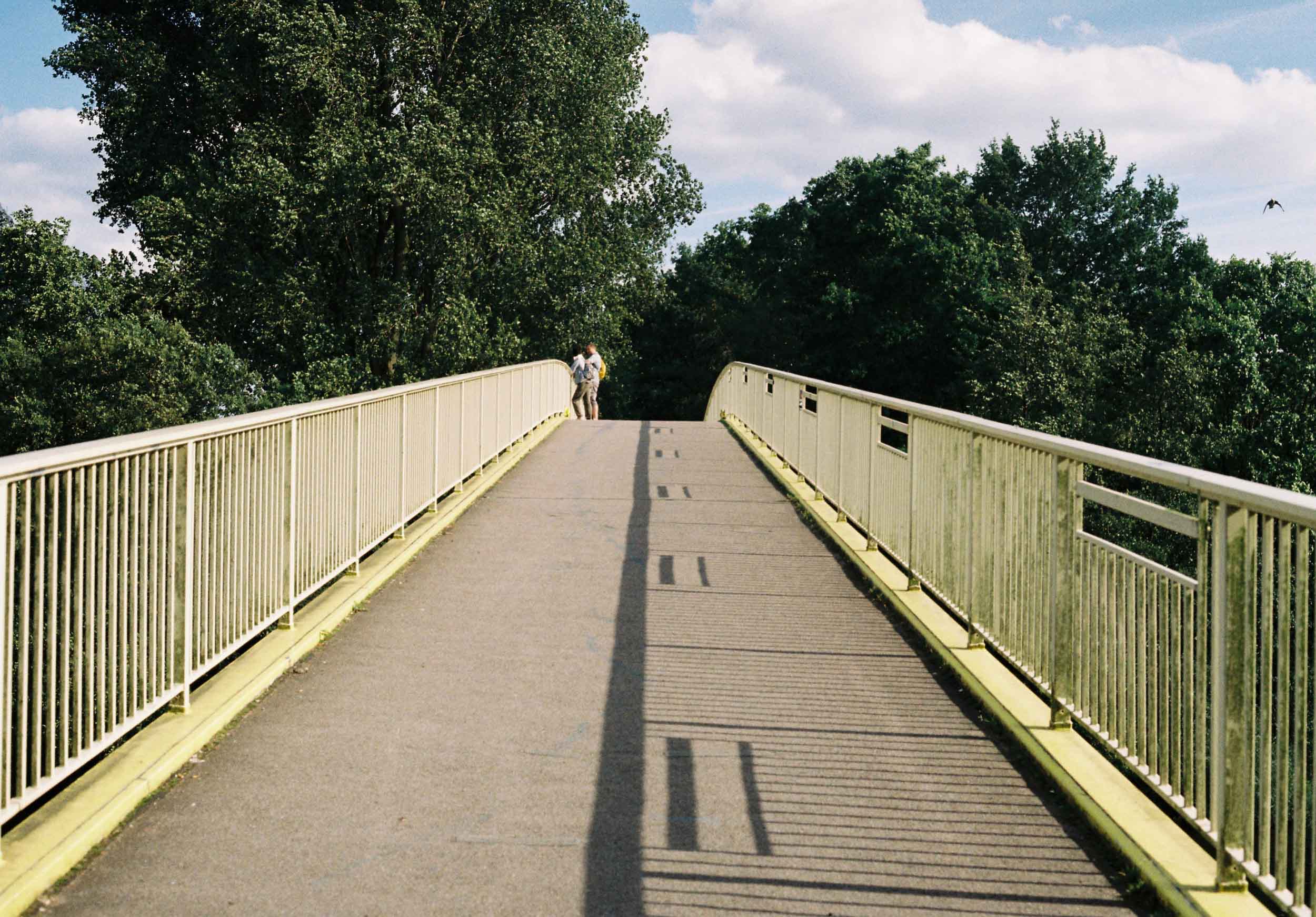 Das Foto zeigt eine Brücke an der Sechs Seen Platte in Duisburg.