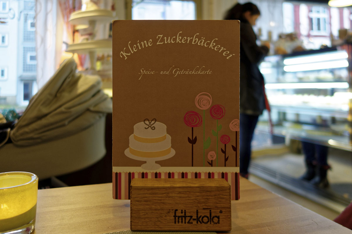Das Foto zeigt die Speisekarte der Kleinen Zuckerbäckerei in Bochum