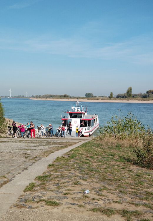 Das Foto zeigt eine Fähre am Rhein