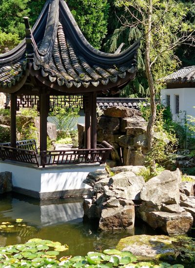 Das Bild zeigt den chinesischen Garten im Botanischen Garten der Ruhr-Uni Bochum