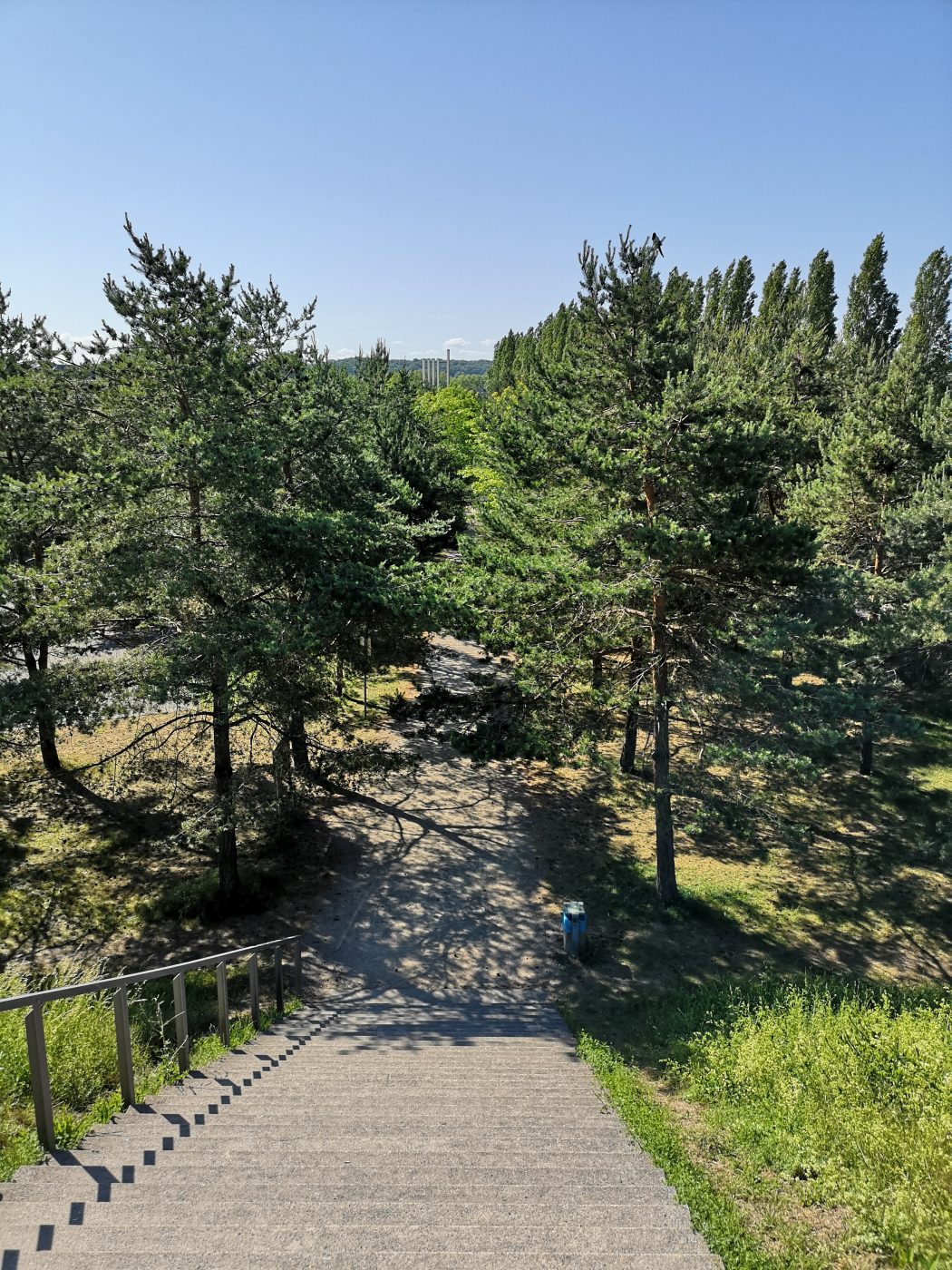 Das Bild zeigt die Treppe zum Aussichtspunkt an der Akademie Mont-Cenis