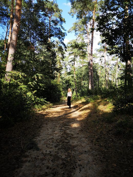 Das Bild zeigt eine Person im Wald