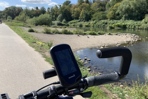 Das Foto zeigt ein Fahrrad Navigantionsgerät auf dem RuhrtalRadweg in Hattingen