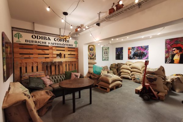Das Foto zeigt das Lager der Kaffeerösterei ODIBA in Gelsenkirchen