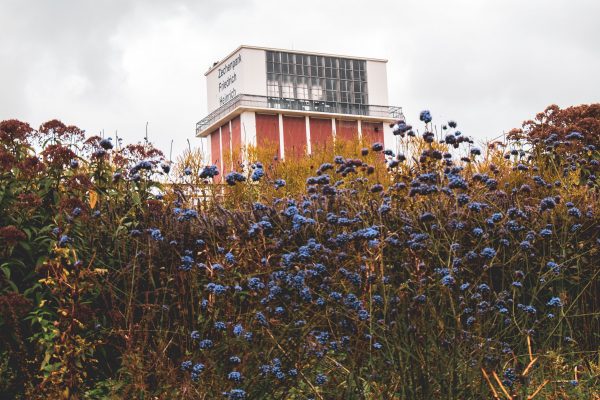 Das Bild zeigt den Blick auf den Zechenturm Friedrich-Heinrich