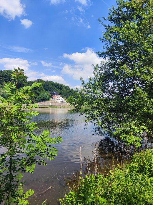 Das Foto zeigt die Ruhr ini Mülheim beim Spazieren im Ruhrebiet