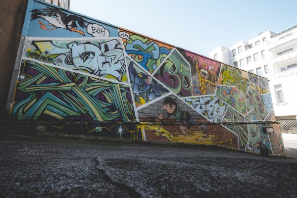 Das Foto zeigt ein Mural bei einem Graffitti Walk durch Essen