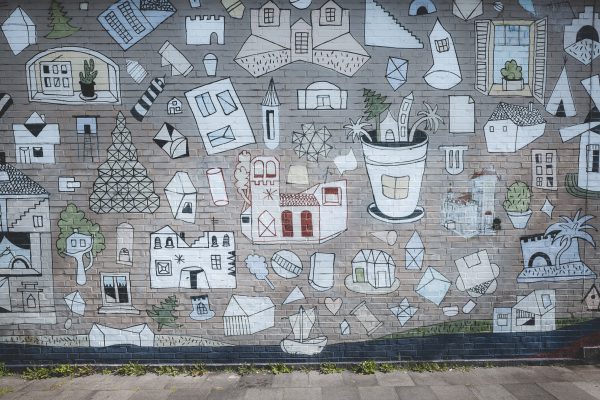 Das Foto zeigt ein Mural bei einem Graffitti Walk durch Essen