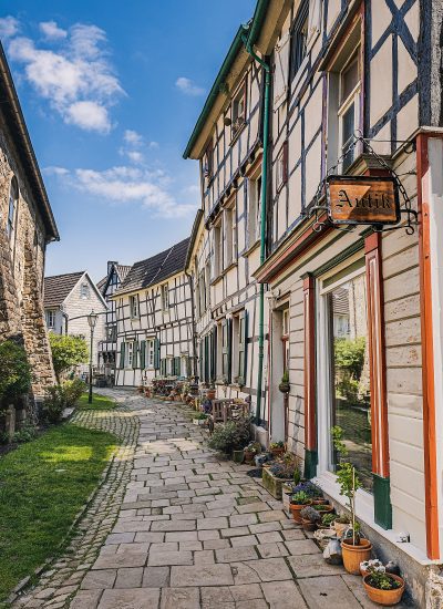 Das Foto zeigt Fachwerkhäuser in den Altstadt von Hattingen