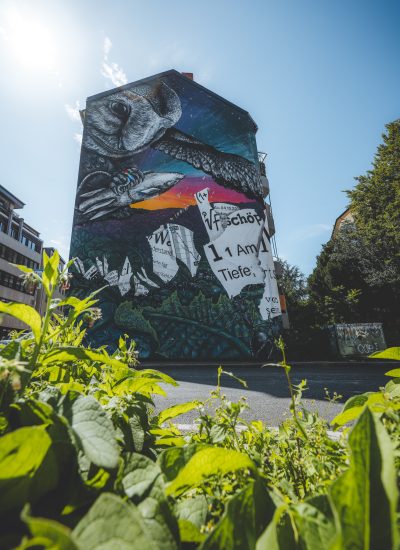 Das Foto zeigt ein Mural bei einem Graffitti Walk durch Essen