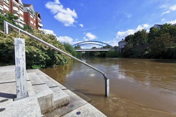 Das Foto zeigt Hochwasser in Lünen an der Römer-Lippe-Route